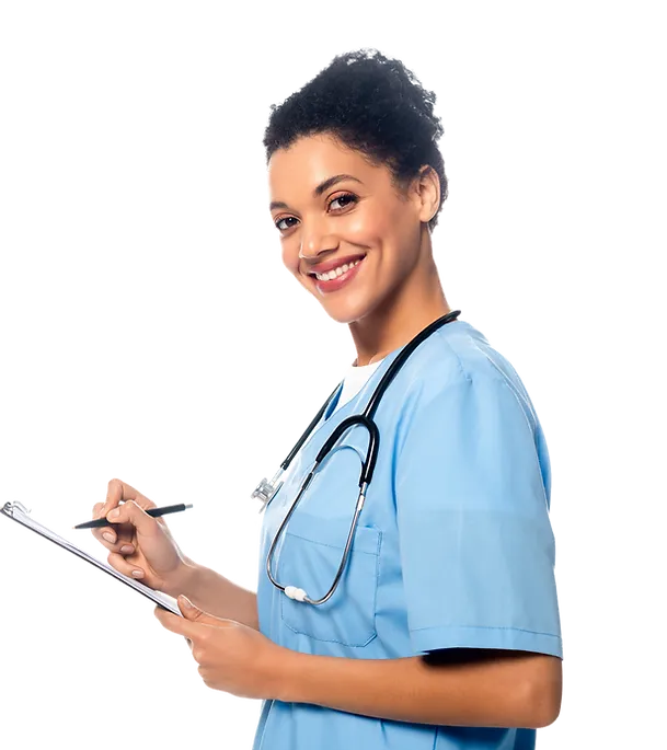 Female nurse with clipboard
