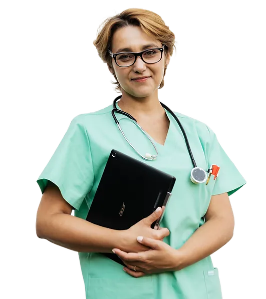 Female nurse with tablet