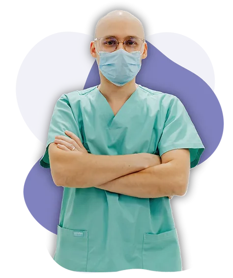 Phlebotomy professional in green scrubs